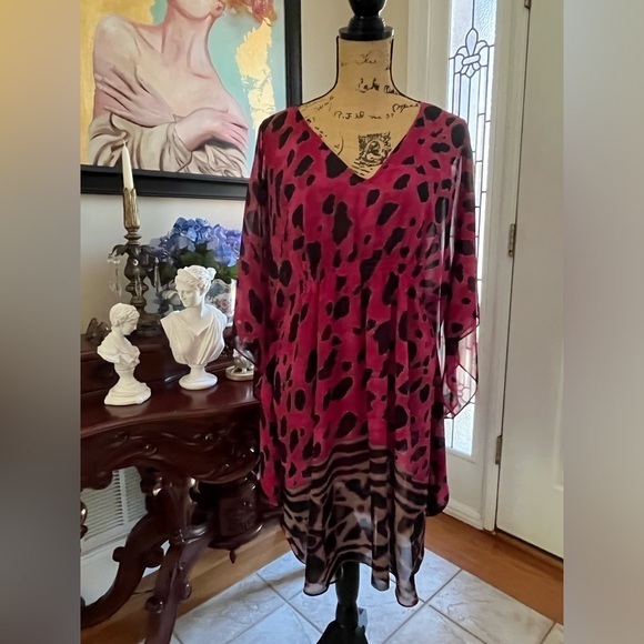 INC international Leopard Print Batwing Dress kaftan 12 - Picture 1 of 12